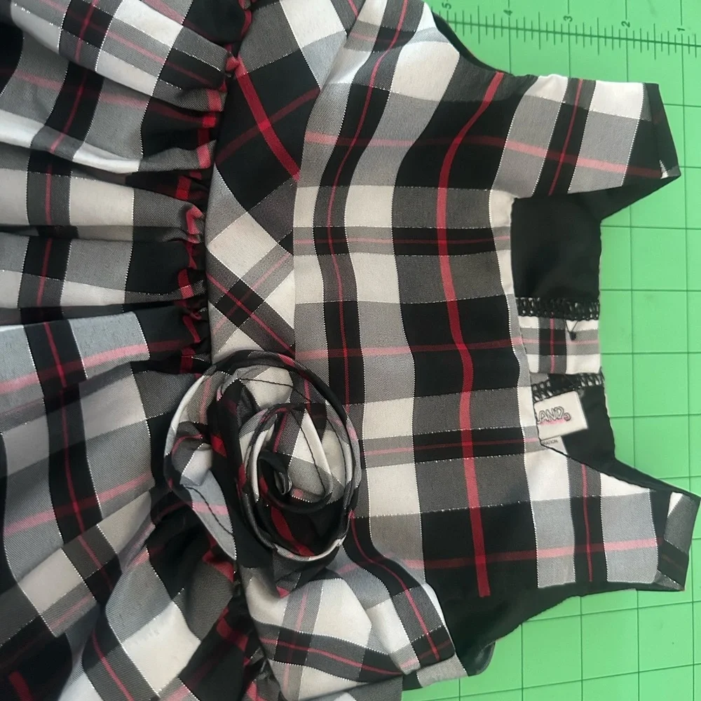 Youngland Plaid Dress - Black, White, Red 18 month